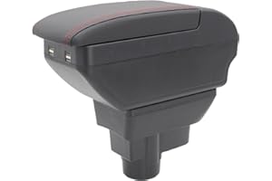 KAERGK Caja de reposabrazos de doble capa para Corsa D 2006-2014 Caja de almacenamiento de consola central con 4 puertos USB Soporte para portavasos Accesorios para reposabrazos Negro