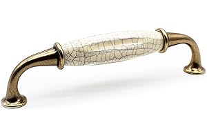 DOJA Barcelona | uchwyty meblowe w stylu vintage, 4 uchwyty w stylu antycznym, motyw antyczny, 144 x 35 mm, cynkowo-aluminium i porcelana, gałki meblowe, uchwyty do szafek kuchennych, uchwyty do