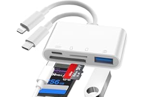 OLIVERIA SD Card Reader for iPhone, Lightning to SD Card Reader, Camera Adapter to iPhone, S-D to i-Phone Adapter, 4 in 1 S-D R-eader for i-Phone 16,15,14, iPad, MacBook