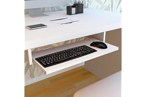 Henor PortaTeclado Bandeja Extraíble Madera FSC® 70 x 31 x 11 cm Bajo Escritorio Bajo Mesa Blanco