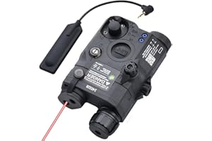 Zhongren Tactical PEQ-15 Upgrade Version Battery Case Box Red/Green/Blue + LED White Flashlight for Airsoft Paintball Hunting AEG GBB CQB (Black,Red)