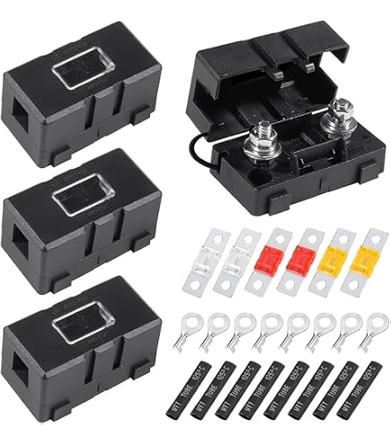 Ampire XSP20 Kit Portafusibili Professionale Mini-ANL - Per Cavi 10-20mmq, Fusibili 30A E 60A, Terminali E Fascette - 3