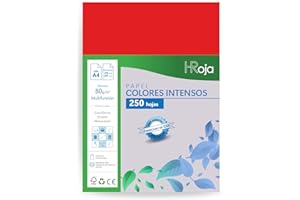 HRoja - FPapel A4 Rojo Intenso - 250 Hojas de 80 gr | Hecho en Europa | Folios Compatibles con Impresoras Inkjet y Láser - Ideal para Oficina, Manualidades y Uso Diario
