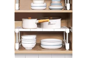 EigPluy Organizador de Armarios de Cocina,36cm Largo Inserto Ripiano Armario,Organizador de Cocina Ahorrar Espacio para Cocina/Baño/Encimera/Aparador(1 juego)