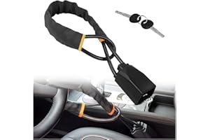 CGEAMDY Lenkradschloss für Auto, Bremspedal Kupplungsschloss, Universelle Diebstahlsicherung, Stabiles Schloss für Auto LKW SUV Sicherheit mit 2 Schlüsseln(Schwarz)