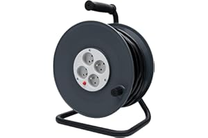 Enrouleur H05VV-F 4 Prises 3G1,5mm² 40m + Coupe-Circuit - Gris - Zenitech