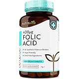 Acido Folico 400 mcg - 400 Compresse Vegane - Copertura di 13 mesi - Sostegno per la gravidanza - Funzione normalizzante del 