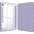 FINTIE Hybrid Slim Case for Samsung Galaxy Tab S8 Plus / S8+ 2022/S7 FE 2021/S7 Plus 2020 12.4 Inch with S Pen Holder, Shockproof Cover with Clear Transparent Back Shell, Auto Wake/Sleep, Puple