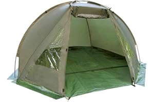 Carp Fishing Bivvy Tent Shelter | 1-2 Man Quick Erect Lightweight Waterproof Day Shelter | Beach Wind Break | Includes Groundsheet & Carry Bag | Pukkr