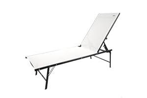 AKTIVE Tumbona jardín Exterior Blanca, de diseño, Plegable y reclinable en 6 Posiciones, Material Textileno, Peso máx soportado 110kg. Medidas 180x49x35cm, Hamacas y tumbonas (61105)