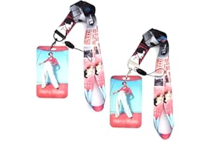 Cordones con Fundas de Tarjetas, LKNBIF 2 Piezas Cantante Correa Para el Cuello, Cantante Lanyard con Soporte para Identificación Cordón Lanyard Llavero con Tarjeta de Identificación