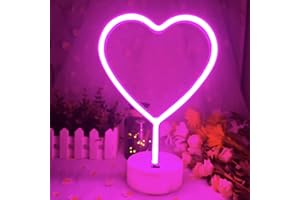 eaaerr Insegna al neon, luci al neon a forma di cuore con base, USB/batteria al neon per decorazione della camera da letto, sala giochi, bar, feste, bambini, regalo di San Valentino, Natale.