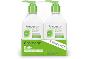 AmLactin Balsam nawilżający do skóry suchej, butelki z pompką 235 ml (dwupak), złuszczający balsam do ciała 2 w 1 z 12% kwasem mlekowym, zalecany dermatolog (opakowanie może się różnić)