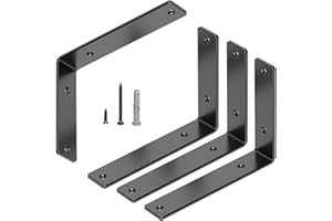GOFOWRK 4 Stück Regalhalterung, 8Inch/200×150mm Schwerlast L Regalwinkel, 5,4mm Verdickt, 90 Grad Schwerlastwinkel für die Wandmontage, Tragkraft 80 KG, Schwarz