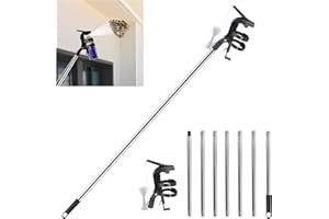 Btstil Spray Can Extension Pole Adaptor, Sprayer Bracket Adaptor with 2.8m Telescopic Rod, Adjustable Angle Spray Extender for Spray Can, Wasp Spray, Foam Spray, Spray Paint (Black-set)