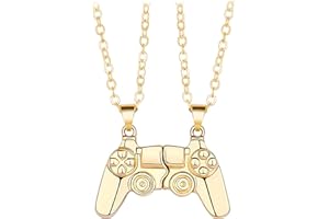 Uoeo Magnetic Couple Gamepad Pendant Necklace Metal Alloy Gamepad Necklace Magnetic Game Console Handle Necklace Magnetic Game Controller Necklace for Boyfriend Girlfriend Best Friends