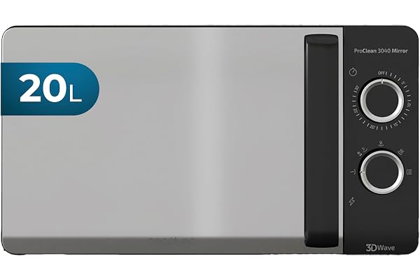 Cecotec Micro-ondes ProClean 3040. Capacité de 20 L, Revêtement Ready2Clean, 700 W de Puissance, 6 Niveaux de Fonctionnement, Minuterie 30 minutes, Mode Décongeler, Finition Noir.