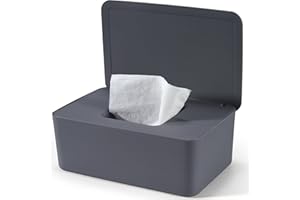 Cheerhom Pudełko na chusteczki nawilżane dla niemowląt, pudełko na mokre chusteczki toaletowe, szare pudełko do przechowywania z pokrywką pomieści chusteczki, mokre pudełko na papier do domu i biura