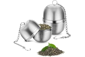 Moseem Teeei für Losen Tee, Tee ei Teesieb Edelstahl 2er Teekugeln Tee ei Sieb 304 Edelstahl Teesieb für Tasse für die Meisten Tasseteekanne Teefilterhalt Teehalter Gewürzei für Teekannen