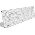 Rapoo E9350L Bluetooth Wireless Multi-Device Keyboard(4 Devices), Numpad, Led Indicators, Ultra-Thin, Ergonomic, Compatible with Windows, iOS, Android, Tablets, Smartphones - White, 3-Year Warranty