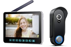 SIMBAILAI 1080P Vidéo Interphone Visiophone Portier Sans Fil,Écran 7 Pouces,Champs de Vision 160°,Verre trempé, Détection de Mouvement,IP65,Vision Nocturne Doorbell, Moniteur et Interphone sans fil