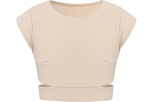 TSSOE Crop Top Fille Sport Danse Jazz Hiphop Shirt Fille Manches Courtes Ete Survêtement Fille T Shirt Uni Fille 5-14 Ans