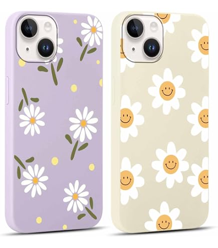 ZhuoFan 2 Pezzi Cover per iPhone 15 Pro 6,1'', Vintage Colorata Fiore Floreale Motivo Disegni Custodia con Antiurto, Brillantini Silicone TPU