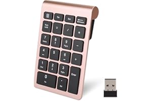 Agatige Pavé Numérique sans Fil Portable 2,4G avec Récepteur USB, Mini Clavier Numérique à 22 Touches pour Ordinateur de Bureau Ordinateur Portable Entrée de Données de Raccourci PC (Or Rose)