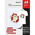 KOALA Premium Inkjet Iron On T Shirt Transfer Paper for White and Light Fabrics x 25 Sheets, A4. Vivid, Long-Lasting Images. Easy to Use