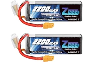 Zeee 3S Lipo Batterie 2200mAh 11,1V 120C 3S Batterie RC avec connecteur XT60 pour FPV Racing Drones Vélo de Route Quadcopters Avion Hélicoptère RC Bateau RC Voiture (2 Paquets)