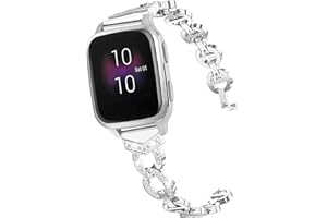 ahayo Legierter Armband für Garmin Vivoactive 5/ Venu 2 Plus/Venu Sq, Schnelle Veröffentlichung 20mm Metal Uhrenarmband mit Bling Crystal Damen Hohlarmband für Approach S50/S40,Forerunner 158