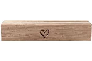 BERGLIEBE Kartenhalter aus Holz mit Herzgravur | Kartenleiste | Bildleiste | Tischaufsteller | Eiche | Massivholz 15 x 3 cm Pohmer Design (Herz)