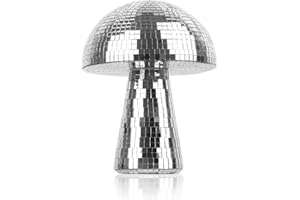 Oversevenls Boule à Facettes Champignon 15 × 18 cm – Boule Disco Miroir pour Fêtes, DJ, Mariage & Décoration Maison (Argentée)