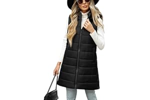 CMTOP Chaleco Mujer Medio Largo Ligero Chalecos Casual Chaquetas sin Mangas Invierno Otoño Abrigo con Capucha Cálidos Outwear con Bolsillos Cremallera