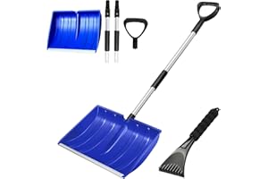 Hmfmdy Pala da neve di grande capacità, con manico ergonomico, strumento per la rimozione della neve leggero e portatile, per giardino, campeggio, attività all'aperto, emergenza, pupazzo di neve – blu