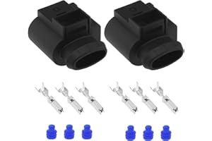 eMagTech 2 Sets Connecteurs de Capteur Pression de Rampe de Carburant à 3 Broches 4D0971993 Prise de Capteur Remplacement Compatible avec VW Compatible avec Audi Compatible avec Skoda