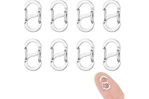 SZTQQING 8 pezzi in acciaio inox a doppia apertura, chiusura a S – Mini moschettone per bracciali e collane fai da te, 12 mm, antiscivolo e stabile (argento)
