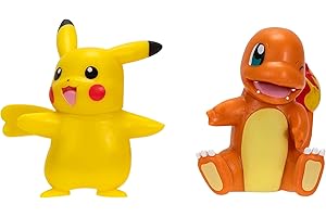 Pokémon Battle Figure First Partner 2 Pack – 2 pollici Charmander e Pikachu Battle Figure con dettagli autentici