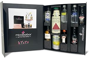 MicroBarBox Vodka Cocktail Gift Set in a Premium Luxury Gift Box | An ideal birthday gift or thank you gift |Includes Absolut, Absolut Citron, Riverside Elderflower, Baileys, Tia Maria & Cointreau