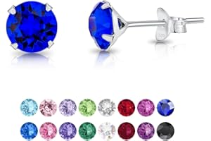 DTPSilver - Damen Ohrringe 925 Sterling Silber mit Kristallen von Swarovski® Elements Runde Ohrstecker - Durchmesser 6 mm - Viele Farben erhältlich