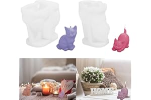TUXUZAL 2 stampi in silicone per gatti, stampi per candele, in silicone, per gattini, gatti, in resina epossidica, per gatti, candele, stampi in resina