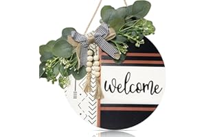 YELIKIT Cartello di benvenuto per porta d'ingresso in legno ghirlande di benvenuto in fattoria Portico Decorazione per esterni Segnali di benvenuto Rustici da parete da appendere alla porta artigianale
