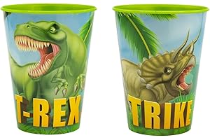 ILS I LOVE SHOPPING Set mit 2 Kinderbechern, 260 ml, BPA-frei, aus Kunststoff, Geschenk für Jungen (Dinosaurier T-Rex)