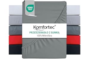 Komfortec Prześcieradło z gumką 90 x 200 cm, prześcieradło na łóżko kontynentalne do 15 cm – 30 cm wysokości materaca, szare