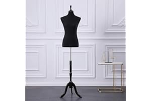 Loywe Manichino da Sartoria, Busto da Donna, Base in legno Gr. 36/38 Nero LW6016S-1