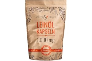 ‎CDF SPORTS & HEALTH SOLUTIONS Leinöl Kapseln - 250 hochdosierte Kapseln - 1000mg pro Kapsel - Hochdosiert - Mit Vitamin E - Pflanzliches Omega 3-6-9