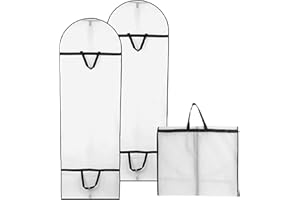 YoniYa 2PCS 180 * 60cm Borsa Porta Abiti Antipolvere, PEVA Custodia Porta Abiti Copriabiti Antipolvere per Lunghi Abiti da Sera Costumi da Sposa (Bianco)