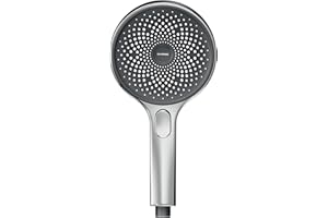 Krobec Soffione doccia, doccia a mano grande da 130 mm. Soffione doccia con 3 modalità,doccia estraibile, soffione doccia a risparmio idrico con ugelli EasyClean,Massaggio spray per spa (cromato)