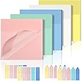 650 Sheets Transparent Sticky Notes, Pastel Clear Sticky Notes, Adhesive Removable See Through Sticky Notes Tabs, Coloured Translucent Sticky Notes for Annotating College Study Revision Stationary