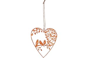 levandeo Cuore 12 x 13 cm in metallo da appendere alla porta, decorazione da giardino, effetto ruggine, idea regalo